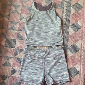 DSG Space-Dye Active Crop Top & High-Waist Bike Shorts Set - Multi-Color